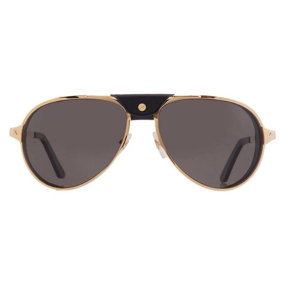 New Cartier Santos de Cartier Polarized Grey Pilot Men's Sunglasses CT0296S 001